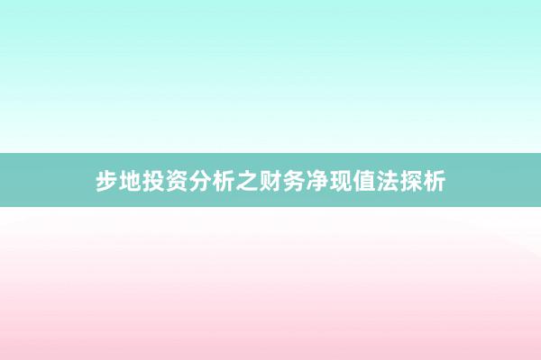 步地投资分析之财务净现值法探析