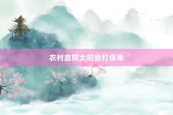 农村庭院太阳能灯保举