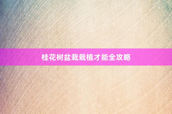 桂花树盆栽栽植才能全攻略